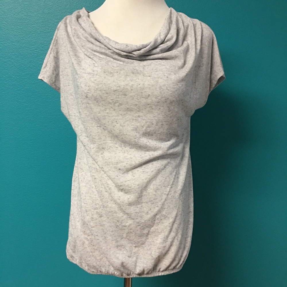 Short sleeve top with draped neckline